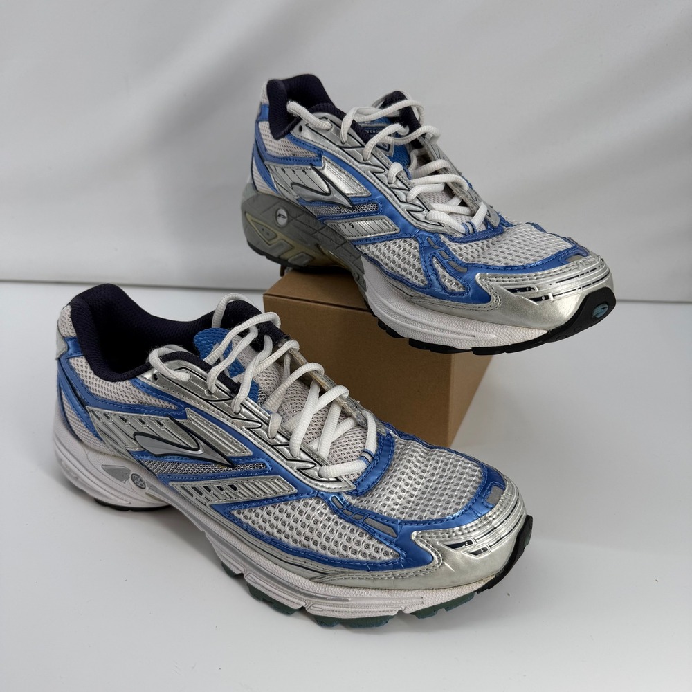 Brooks Adrenaline GTS 8 Running Shoes Womens 11 Narrow 2A Silver Blue 42225491